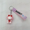 Creative and popular animal-themed soft rubber keychain strawberry-themed 3D figurine pendant details Picture